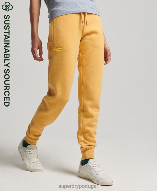 jogger vintage de algodão orgânico com logo bordado mulheres amarelo roupas Superdry 2208H6582