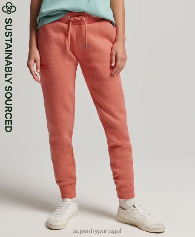 jogger vintage de algodão orgânico com logo bordado mulheres coral roupas Superdry 2208H6580