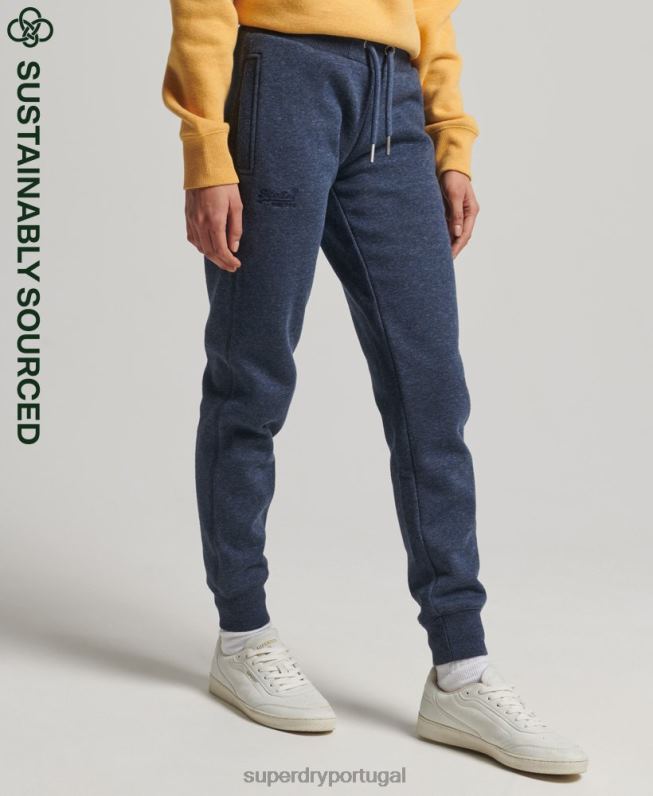 jogger vintage de algodão orgânico com logo bordado mulheres marinha roupas Superdry 2208H3929