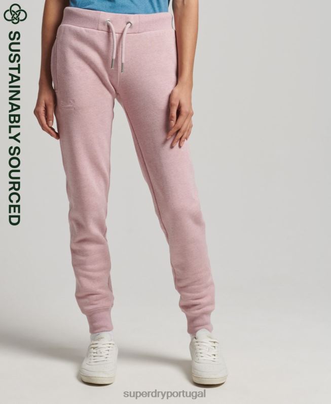 jogger vintage de algodão orgânico com logo bordado mulheres rosa roupas Superdry 2208H6581