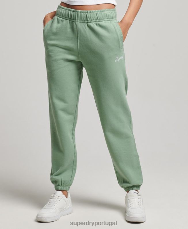 joggers bordados boyfriend hereditários mulheres verde roupas Superdry 2208H6594