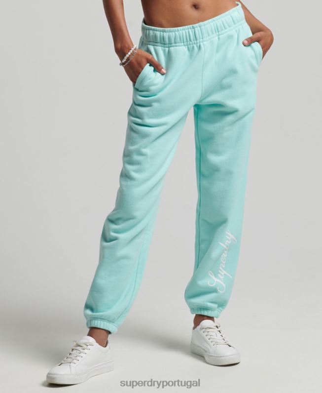 joggers de namorado gráfico de script mulheres azul roupas Superdry 2208H6591