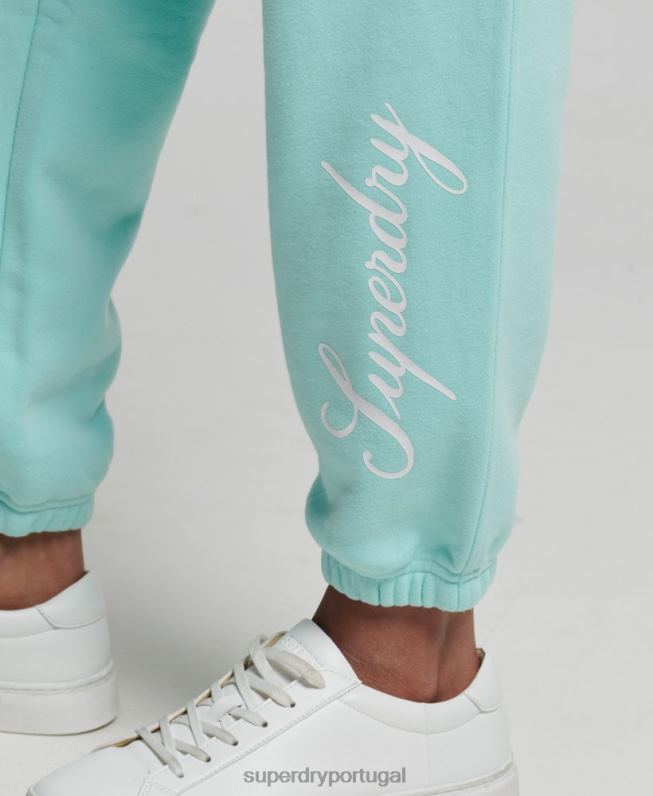 joggers de namorado gráfico de script mulheres azul roupas Superdry 2208H6591