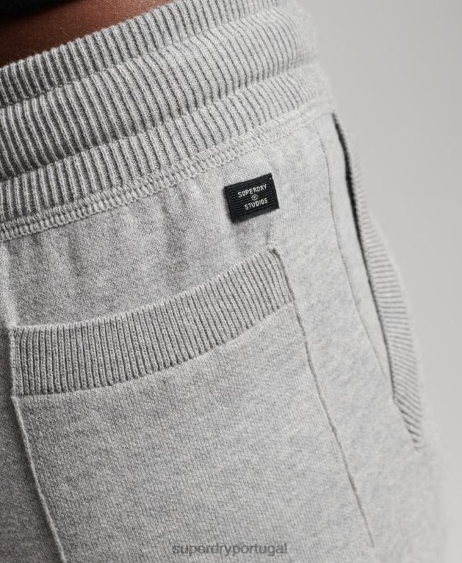 joggers essenciais de algodão orgânico mulheres cinza claro roupas Superdry 2208H6663