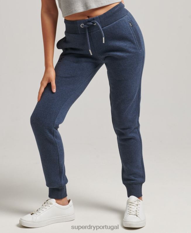 joggers essenciais de algodão orgânico mulheres marinha roupas Superdry 2208H3912