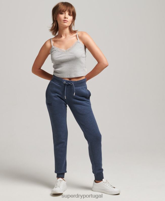 joggers essenciais de algodão orgânico mulheres marinha roupas Superdry 2208H3912
