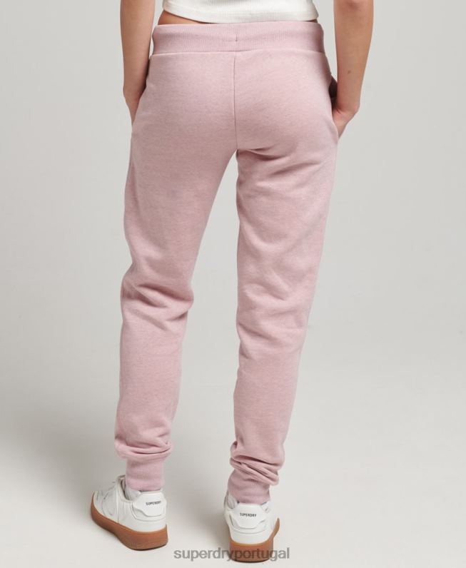 joggers essenciais de algodão orgânico mulheres rosa roupas Superdry 2208H6597