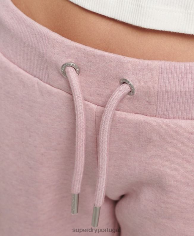 joggers essenciais de algodão orgânico mulheres rosa roupas Superdry 2208H6597