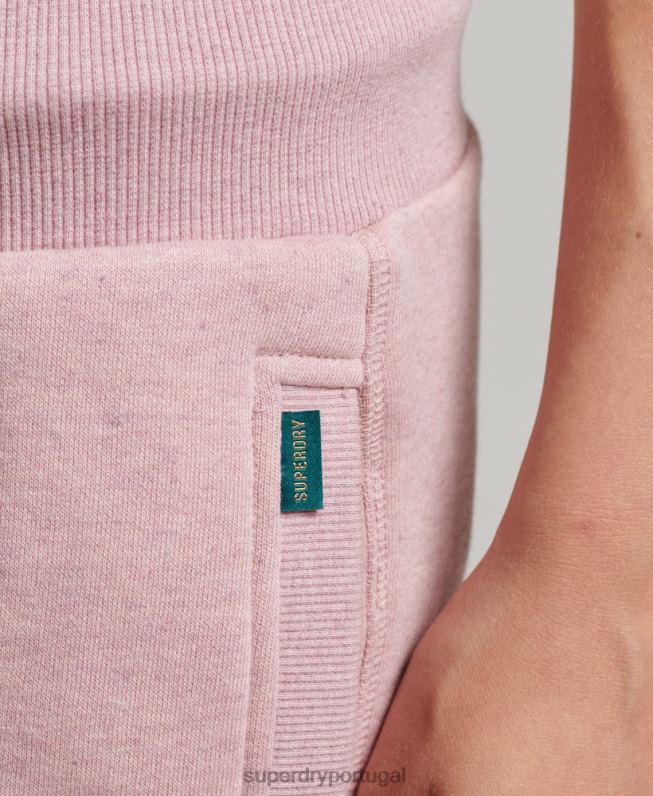 joggers essenciais de algodão orgânico mulheres rosa roupas Superdry 2208H6597