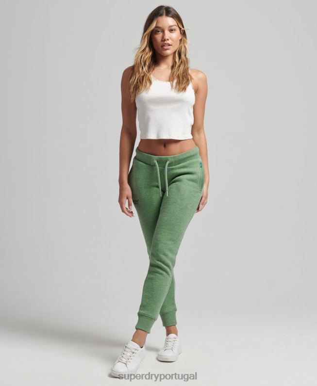 joggers essenciais de algodão orgânico mulheres verde roupas Superdry 2208H6704