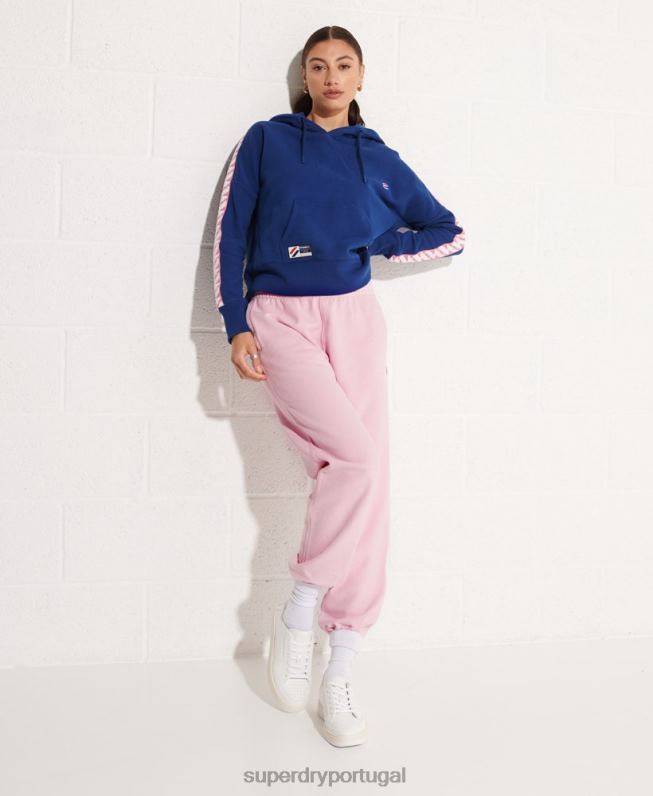 joggers essenciais de código de algodão orgânico mulheres rosa roupas Superdry 2208H6599