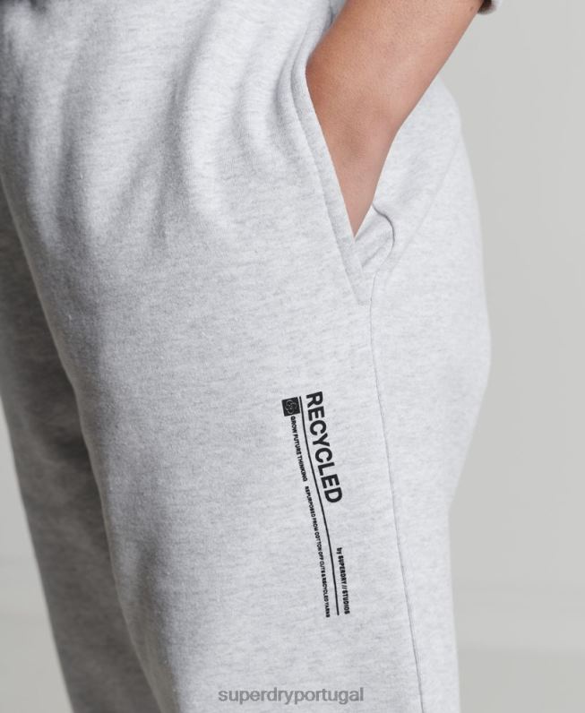 joggers laterais micro reciclados mulheres cinza claro roupas Superdry 2208H3936