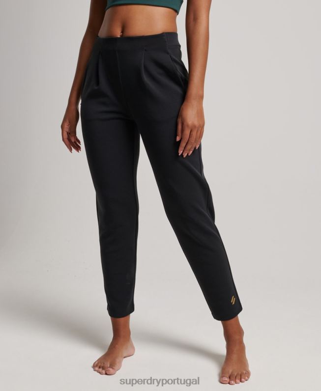 joggers sob medida flex mulheres preto roupas Superdry 2208H3923