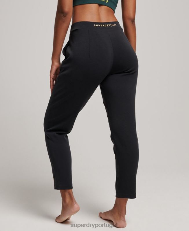 joggers sob medida flex mulheres preto roupas Superdry 2208H3923
