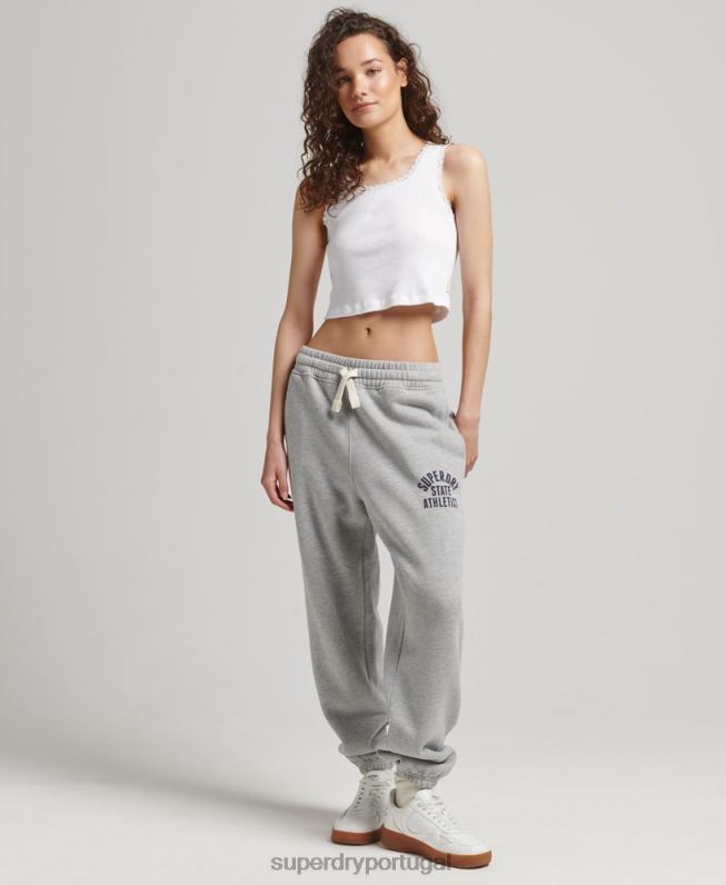 joggers universitários vintage mulheres cinza roupas Superdry 2208H6511