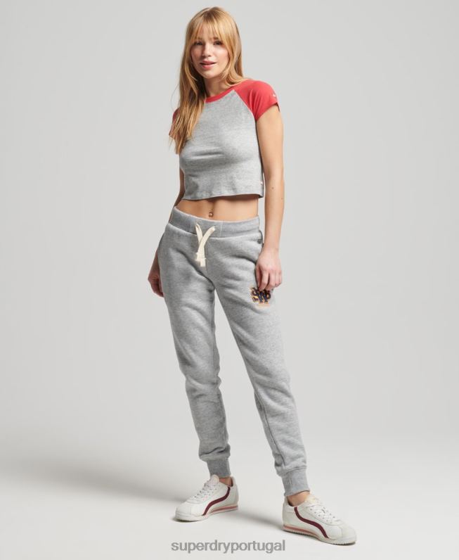 joggers universitários vintage mulheres cinza roupas Superdry 2208H6588