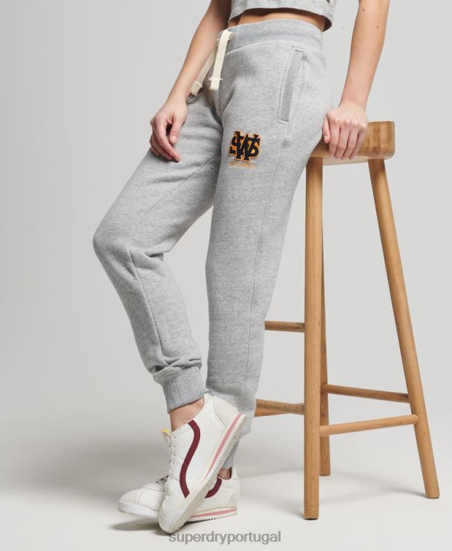 joggers universitários vintage mulheres cinza roupas Superdry 2208H6588