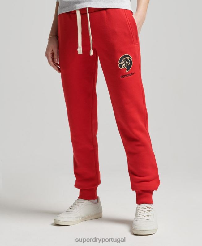 joggers universitários vintage mulheres vermelho roupas Superdry 2208H6587
