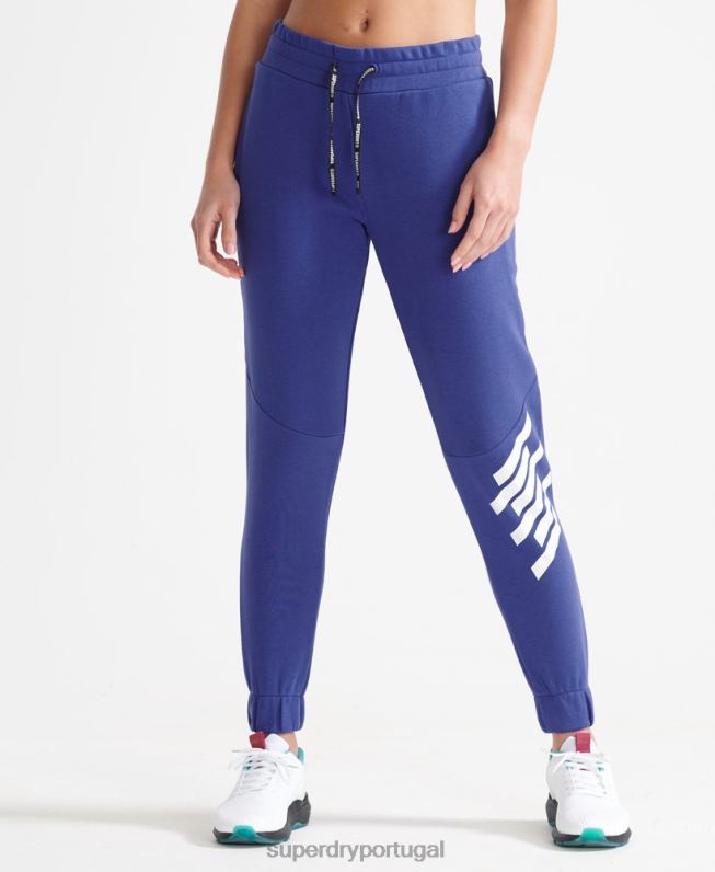treinar core joggers mulheres azul roupas Superdry 2208H6354