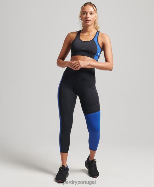 sutiã assimétrico de treino mulheres azul escuro roupas Superdry 2208H6335