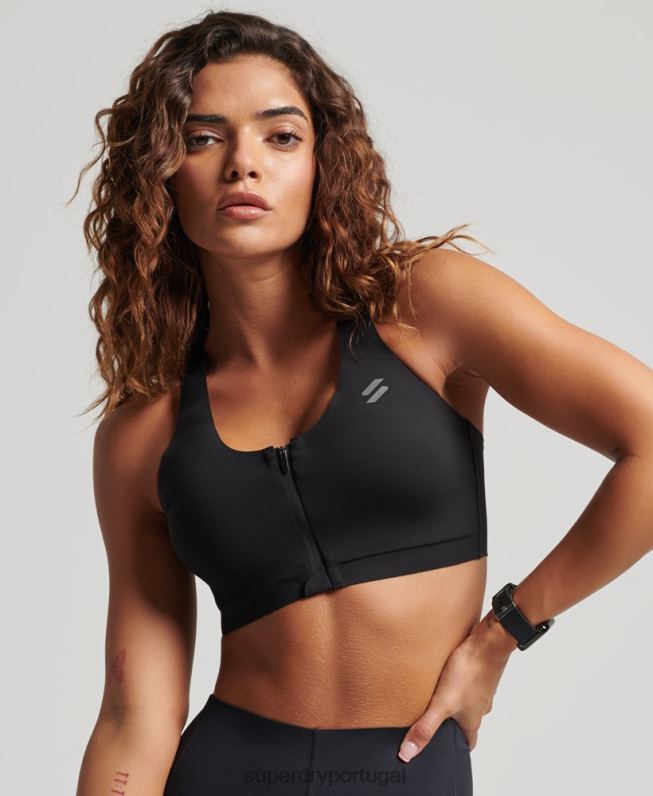 sutiã de corrida mulheres preto roupas Superdry 2208H6310