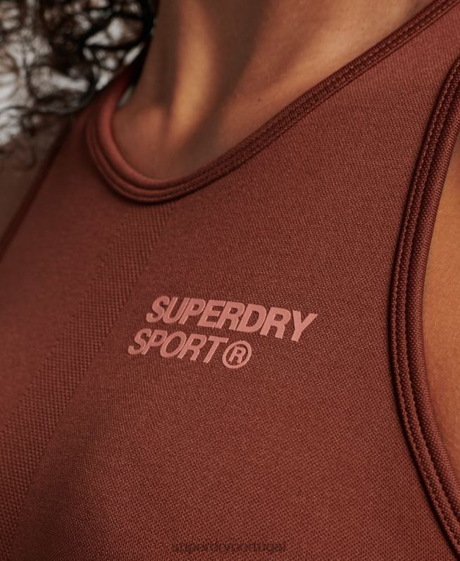 sutiã de impacto médio sem costura central mulheres marrom roupas Superdry 2208H4184