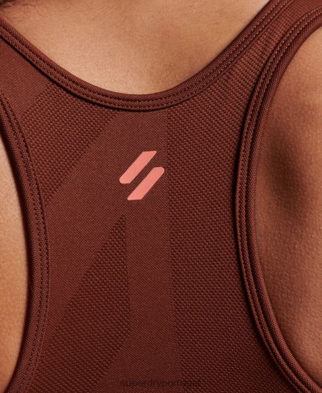 sutiã de impacto médio sem costura central mulheres marrom roupas Superdry 2208H4184