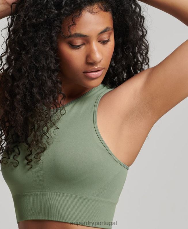 sutiã de impacto médio sem costura central mulheres verde roupas Superdry 2208H4169