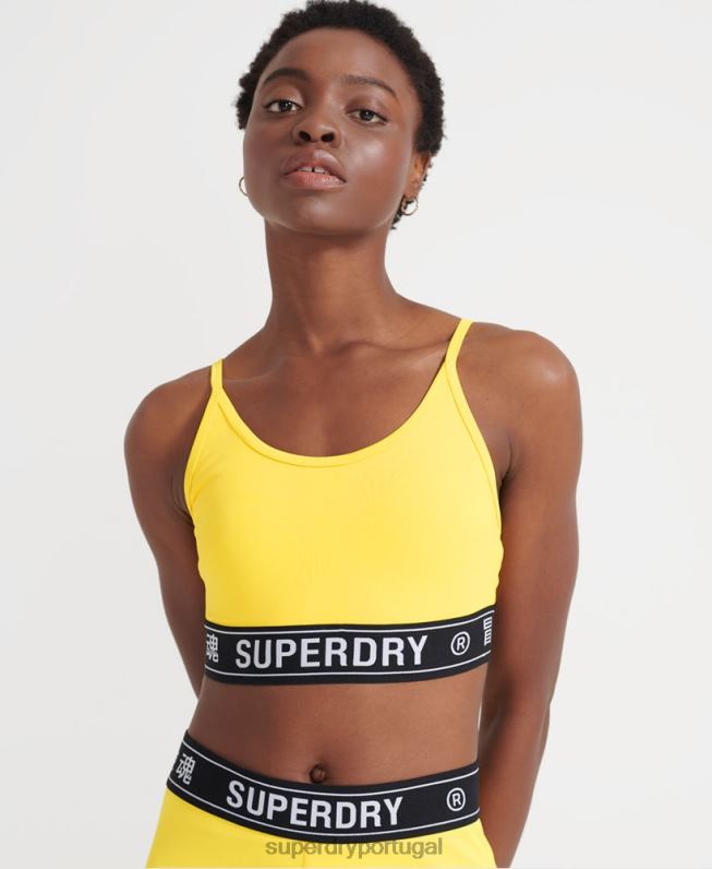 sutiã de logotipo de treinamento mulheres amarelo roupas Superdry 2208H4210