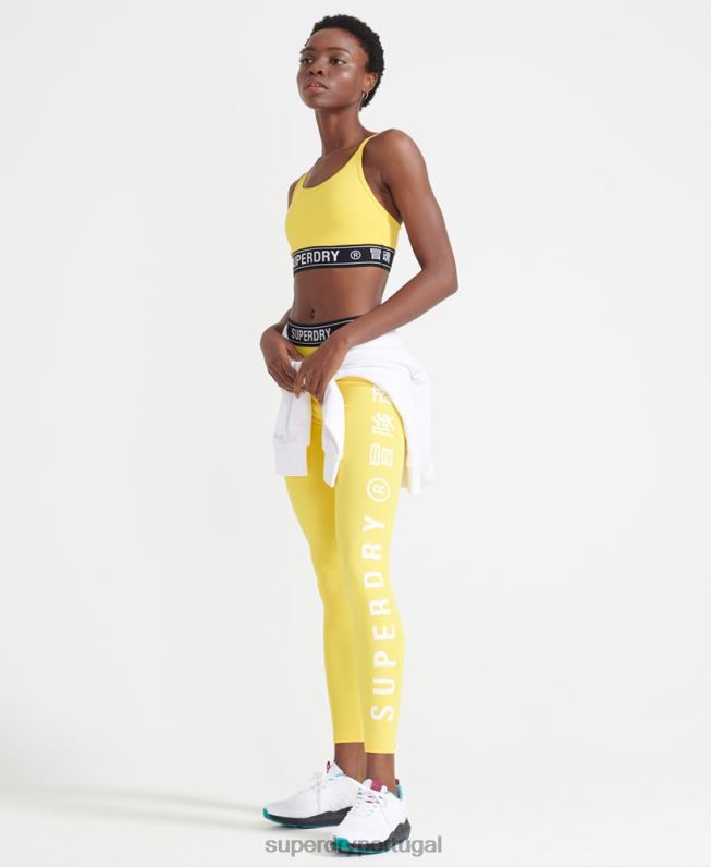 sutiã de logotipo de treinamento mulheres amarelo roupas Superdry 2208H4210