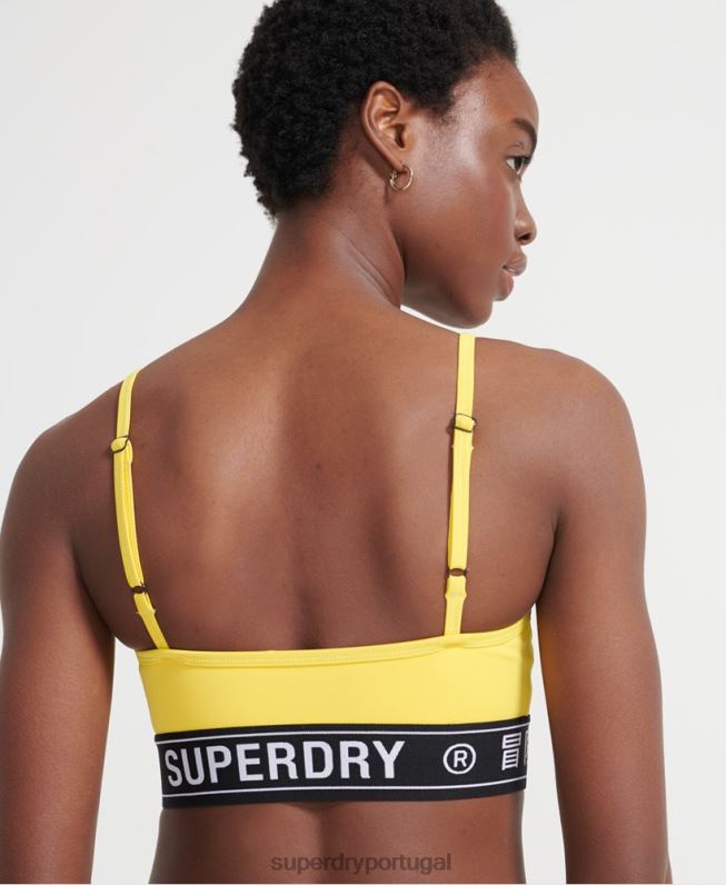 sutiã de logotipo de treinamento mulheres amarelo roupas Superdry 2208H4210
