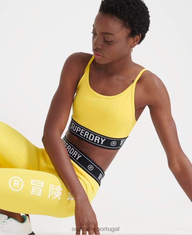 sutiã de logotipo de treinamento mulheres amarelo roupas Superdry 2208H4210