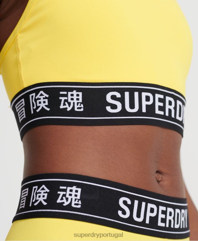 sutiã de logotipo de treinamento mulheres amarelo roupas Superdry 2208H4210