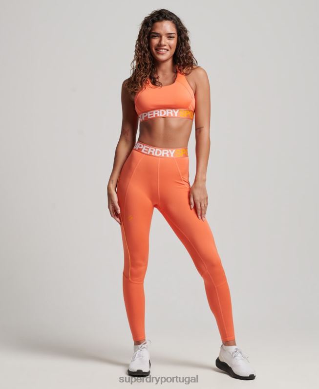 sutiã elástico da marca train mulheres laranja roupas Superdry 2208H4179