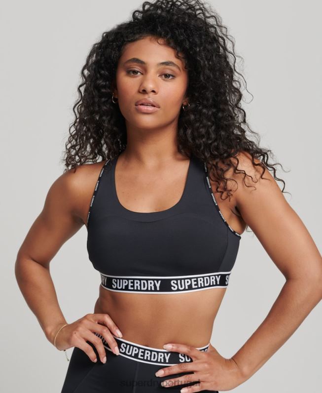 sutiã elástico da marca train mulheres preto roupas Superdry 2208H6325
