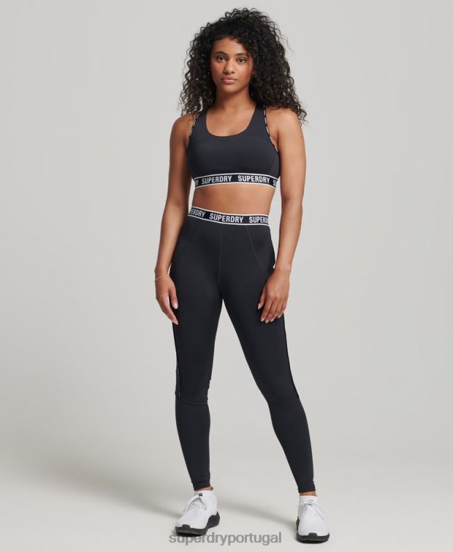 sutiã elástico da marca train mulheres preto roupas Superdry 2208H6325