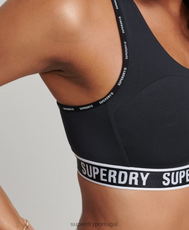 sutiã elástico da marca train mulheres preto roupas Superdry 2208H6325