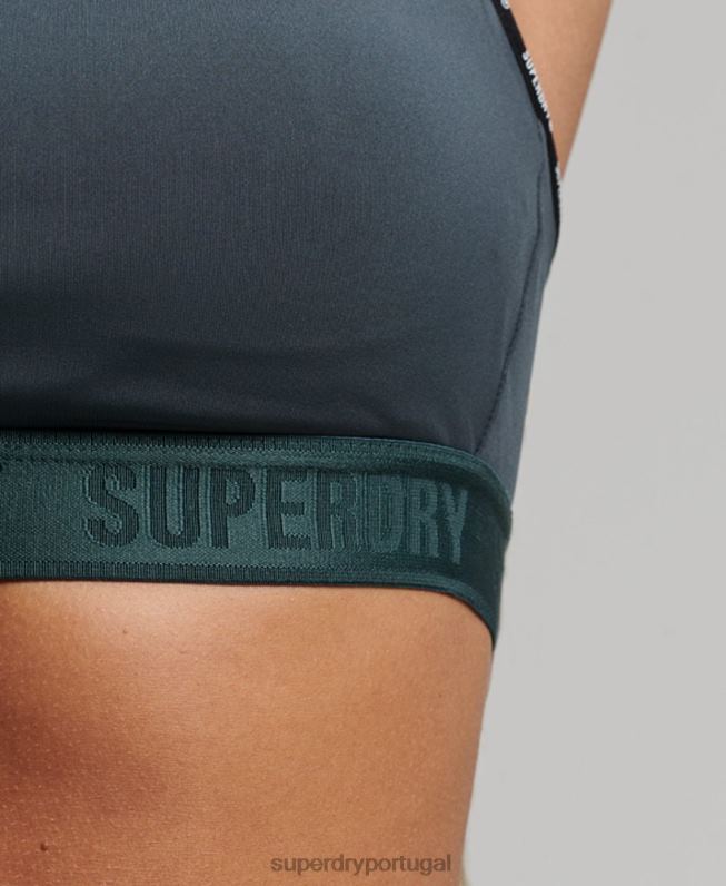 sutiã elástico da marca train mulheres verde roupas Superdry 2208H4180