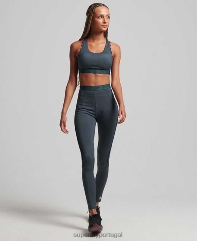 sutiã elástico da marca train mulheres verde roupas Superdry 2208H4180