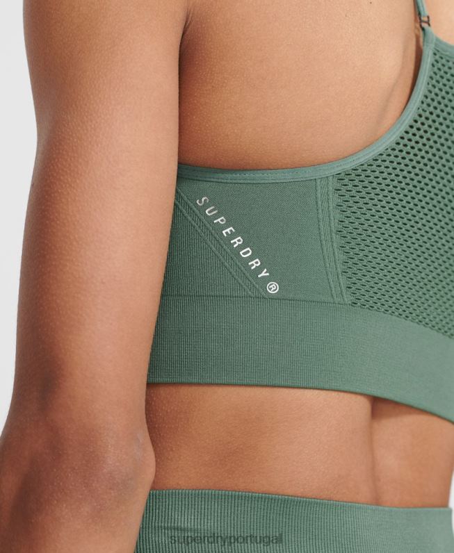 sutiã esportivo de contorno sem costura de treinamento mulheres caqui roupas Superdry 2208H6351