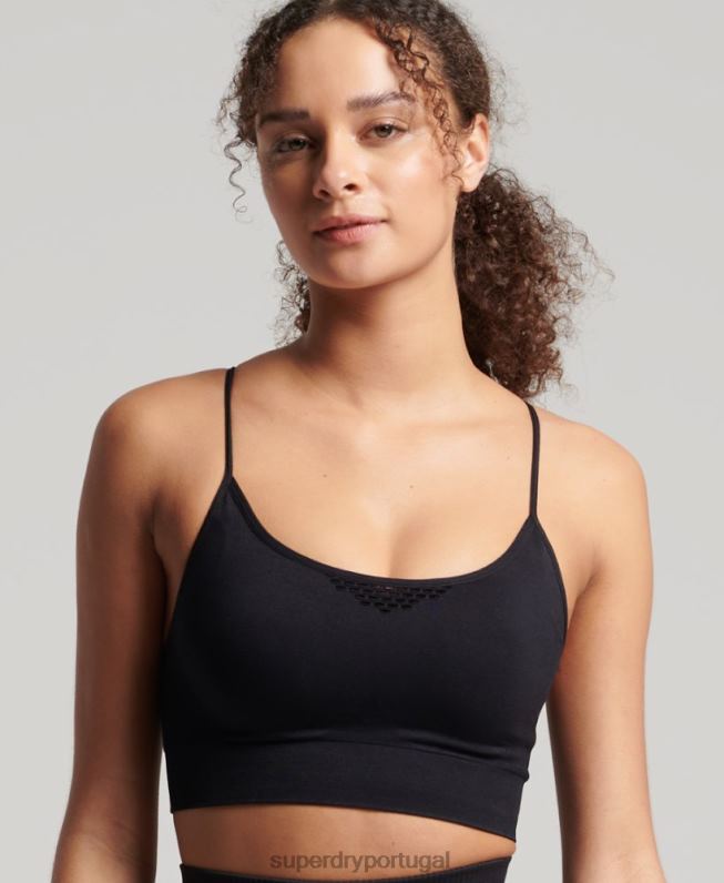 sutiã esportivo de contorno sem costura de treinamento mulheres preto roupas Superdry 2208H4204