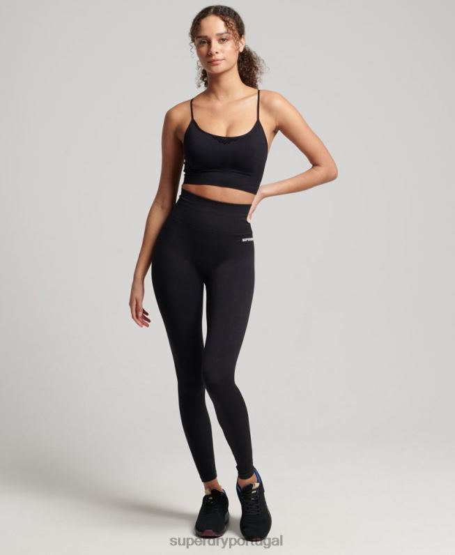 sutiã esportivo de contorno sem costura de treinamento mulheres preto roupas Superdry 2208H4204