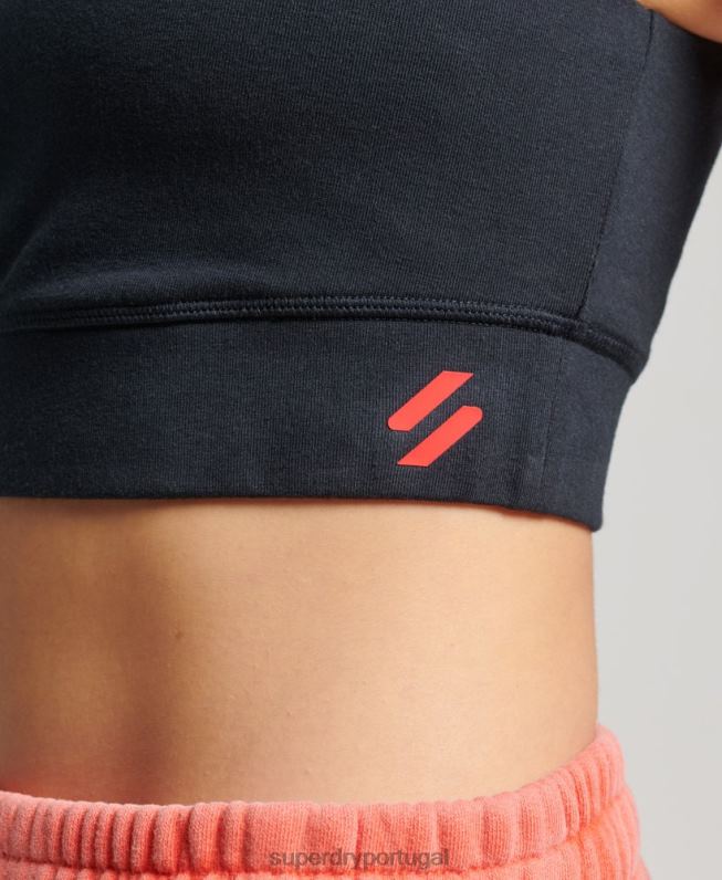 sutiã esportivo de núcleo de algodão orgânico mulheres marinha roupas Superdry 2208H4195