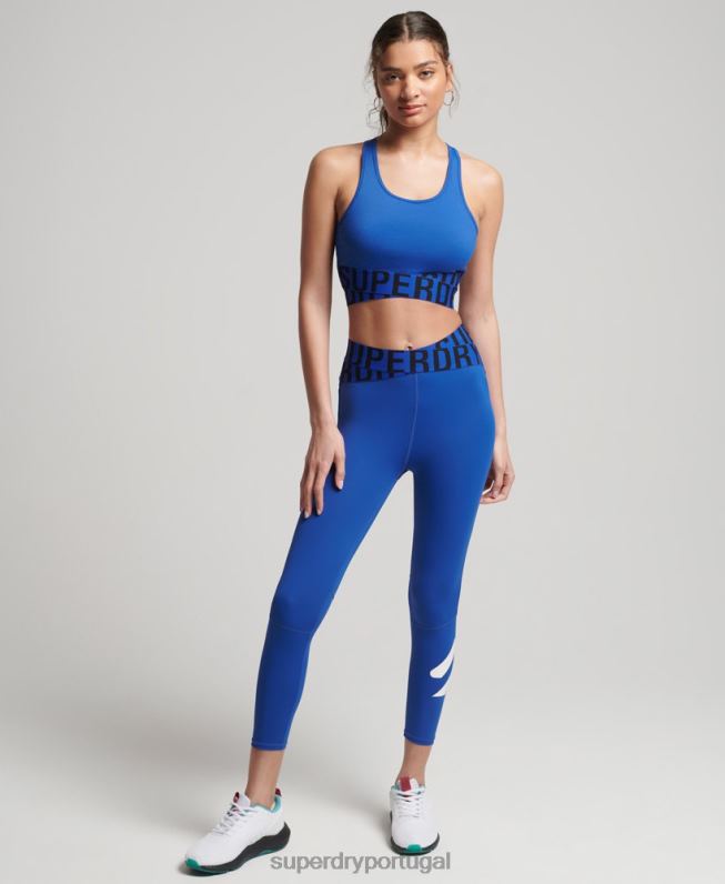 sutiã transversal de treinamento mulheres azul roupas Superdry 2208H6319
