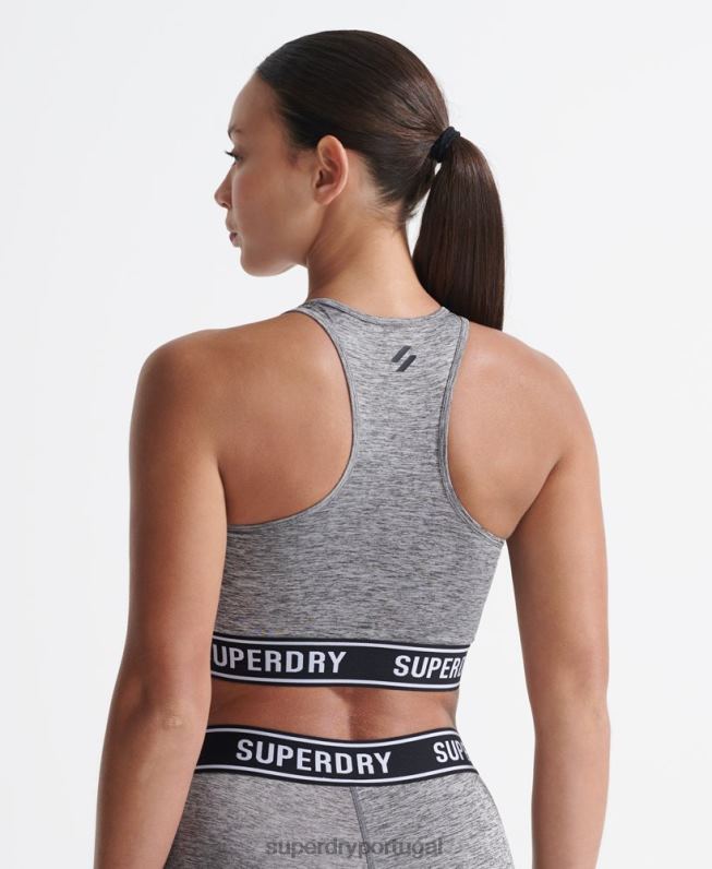 sutiã transversal de treinamento mulheres cinza roupas Superdry 2208H4200