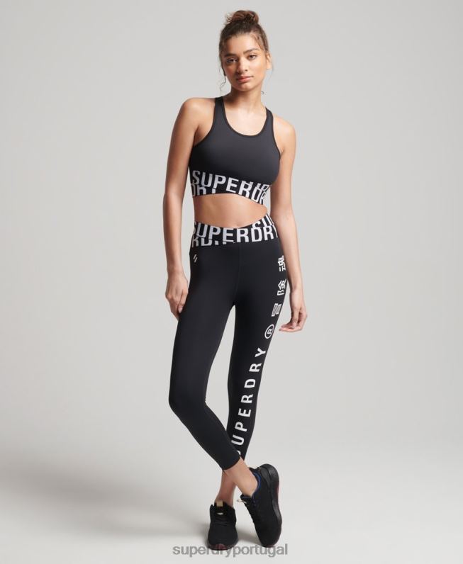 sutiã transversal de treinamento mulheres preto roupas Superdry 2208H4186