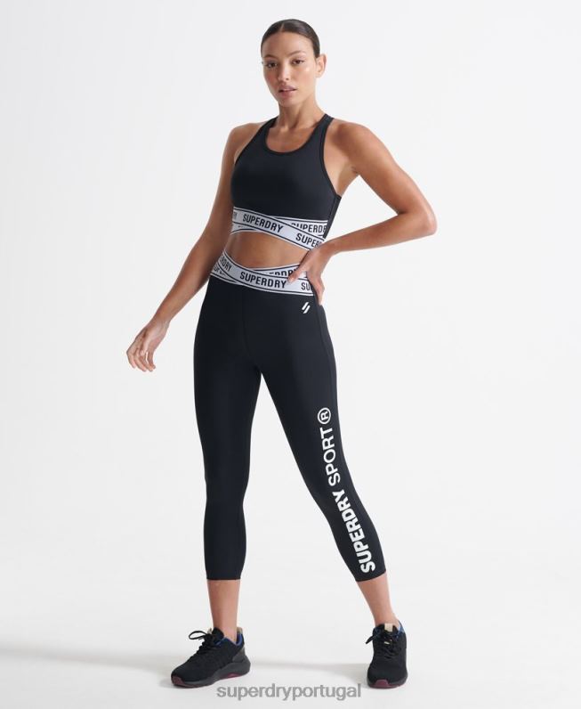 sutiã transversal de treinamento mulheres preto roupas Superdry 2208H4187