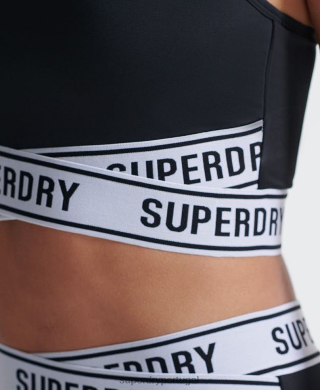 sutiã transversal de treinamento mulheres preto roupas Superdry 2208H4187