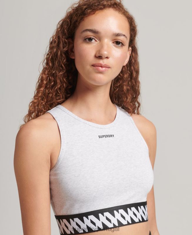 top de sutiã gráfico de logotipo elástico mulheres cinza roupas Superdry 2208H6533