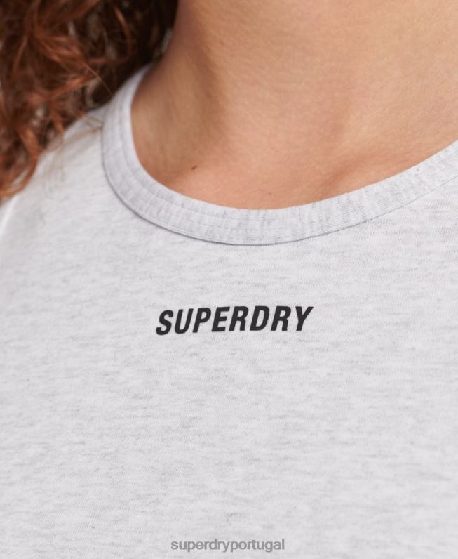 top de sutiã gráfico de logotipo elástico mulheres cinza roupas Superdry 2208H6533
